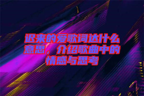 遲來的愛歌詞達什么意思，介紹歌曲中的情感與思考