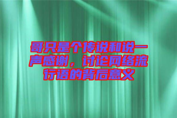 哥只是個(gè)傳說(shuō)和說(shuō)一聲感謝，討論網(wǎng)絡(luò)流行語(yǔ)的背后意義