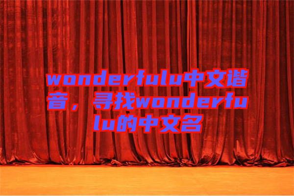 wonderfulu中文諧音，尋找wonderfulu的中文名