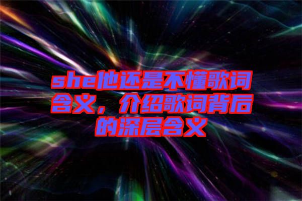 she他還是不懂歌詞含義，介紹歌詞背后的深層含義