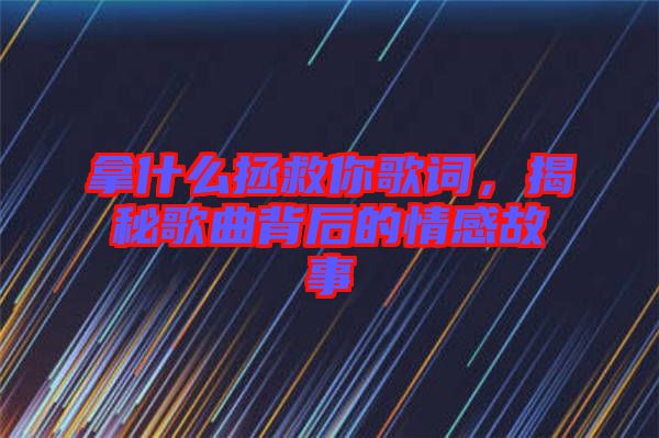 拿什么拯救你歌詞，揭秘歌曲背后的情感故事