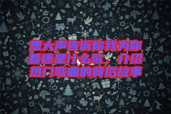 想大聲告訴你我為你著迷是什么歌，介紹熱門歌曲的背后故事