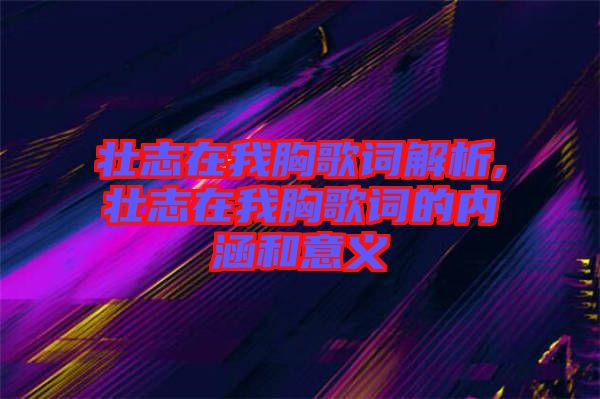 壯志在我胸歌詞解析,壯志在我胸歌詞的內涵和意義