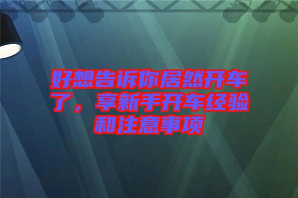 好想告訴你居然開(kāi)車了，享新手開(kāi)車經(jīng)驗(yàn)和注意事項(xiàng)