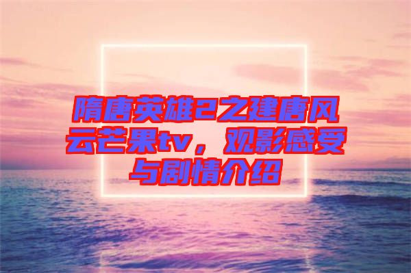 隋唐英雄2之建唐風(fēng)云芒果tv，觀影感受與劇情介紹