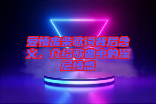 愛情廢柴歌詞背后含義，介紹歌曲中的深層情感