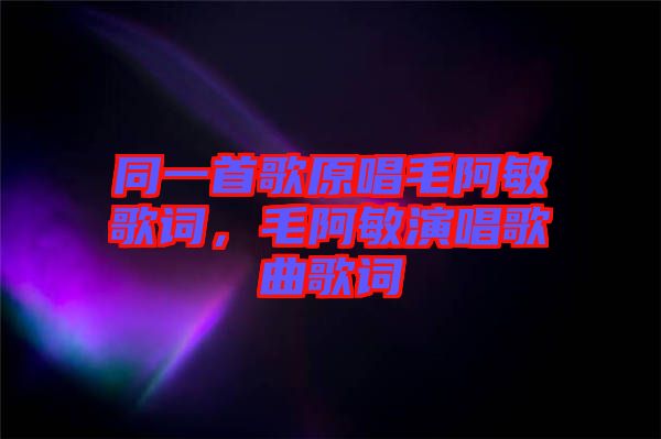 同一首歌原唱毛阿敏歌詞，毛阿敏演唱歌曲歌詞