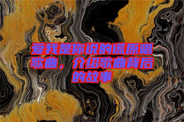 愛我是你說的謊原唱歌曲，介紹歌曲背后的故事