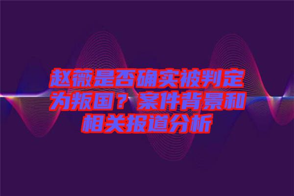 趙薇是否確實被判定為叛國？案件背景和相關(guān)報道分析