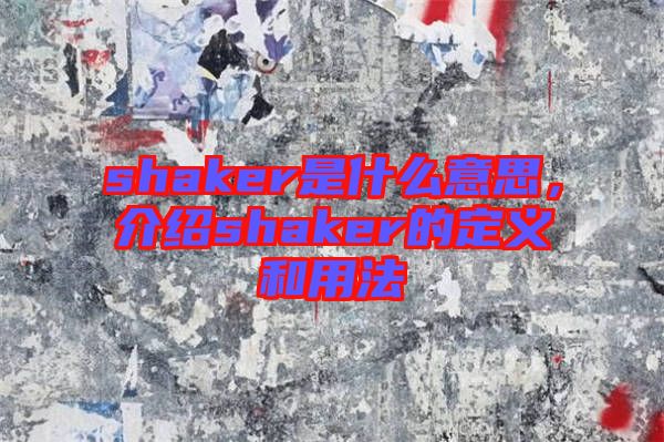 shaker是什么意思，介紹shaker的定義和用法