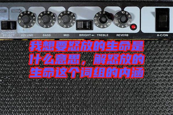 我想要怒放的生命是什么意思，解怒放的生命這個(gè)詞組的內(nèi)涵