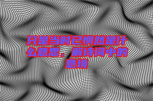 只是當(dāng)時已惘然是什么意思，解詩詞中的意境