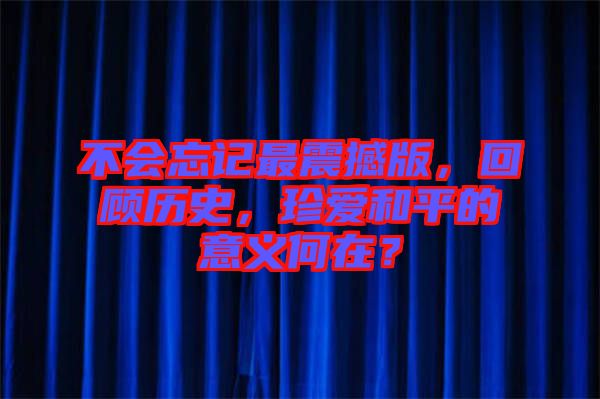 不會(huì)忘記最震撼版，回顧歷史，珍愛和平的意義何在？