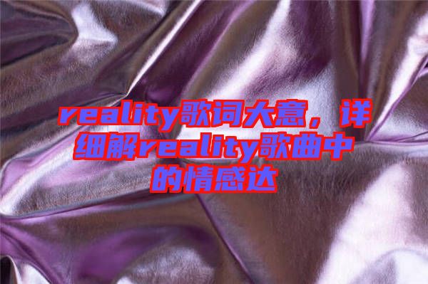 reality歌詞大意，詳細(xì)解reality歌曲中的情感達(dá)