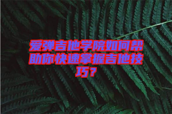 愛彈吉他學(xué)院如何幫助你快速掌握吉他技巧？