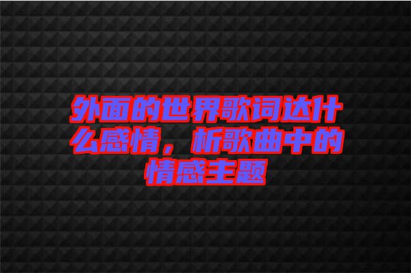 外面的世界歌詞達(dá)什么感情，析歌曲中的情感主題