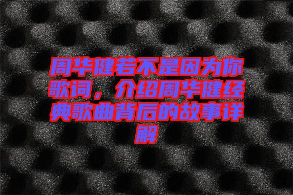 周華健若不是因?yàn)槟愀柙~，介紹周華健經(jīng)典歌曲背后的故事詳解