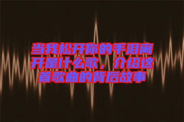 當(dāng)我松開(kāi)你的手淚離開(kāi)是什么歌，介紹這首歌曲的背后故事