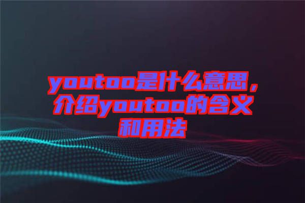 youtoo是什么意思，介紹youtoo的含義和用法