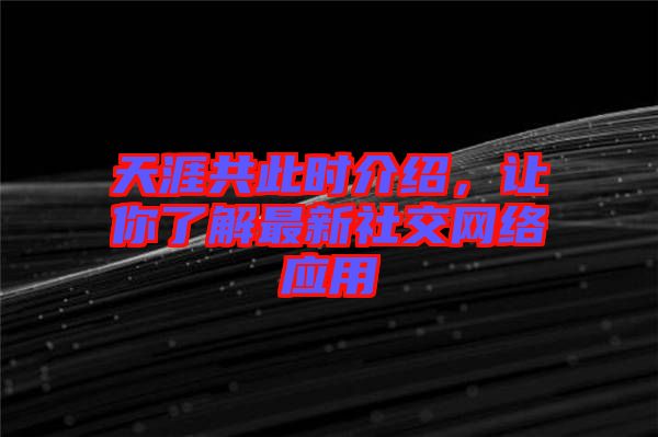 天涯共此時(shí)介紹，讓你了解最新社交網(wǎng)絡(luò)應(yīng)用