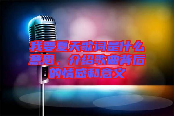 我要夏天歌詞是什么意思，介紹歌曲背后的情感和意義