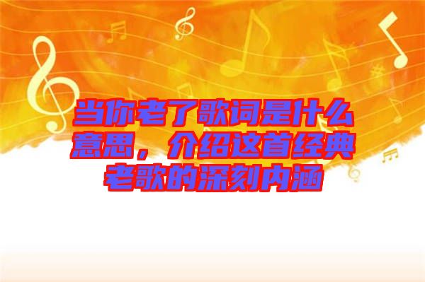 當你老了歌詞是什么意思，介紹這首經典老歌的深刻內涵