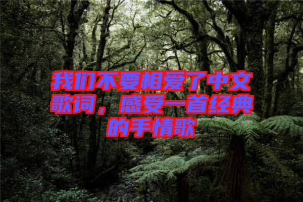 我們不要相愛了中文歌詞，感受一首經(jīng)典的手情歌