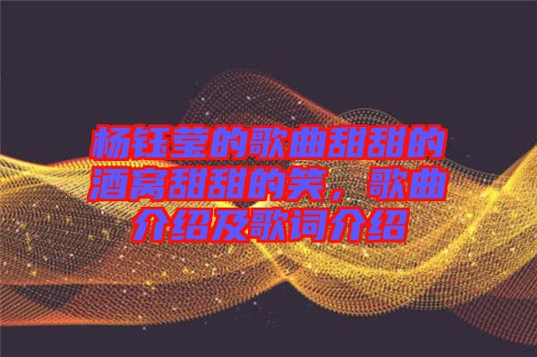 楊鈺瑩的歌曲甜甜的酒窩甜甜的笑，歌曲介紹及歌詞介紹