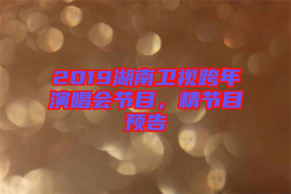 2019湖南衛(wèi)視跨年演唱會(huì)節(jié)目，精節(jié)目預(yù)告