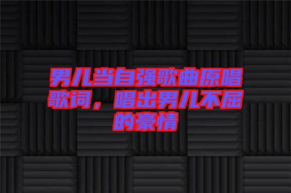 男兒當(dāng)自強(qiáng)歌曲原唱歌詞，唱出男兒不屈的豪情