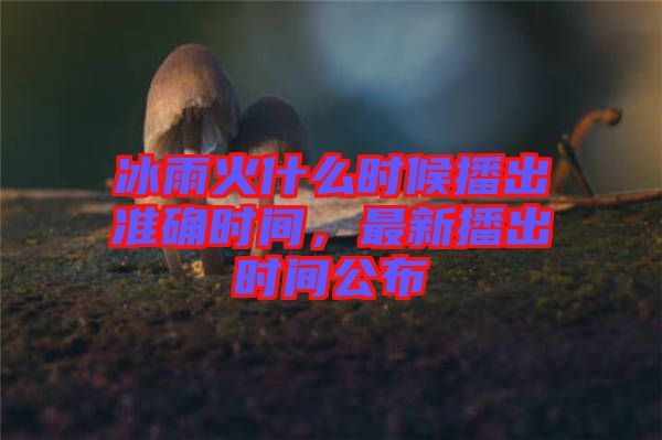 冰雨火什么時候播出準(zhǔn)確時間，最新播出時間公布