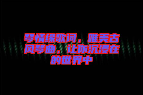 琴情緣歌詞，唯美古風琴曲，讓你沉浸在的世界中