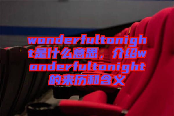 wonderfultonight是什么意思，介紹wonderfultonight的來歷和含義