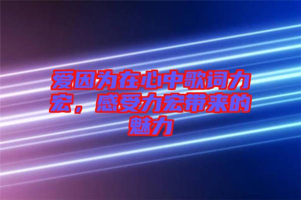 愛因?yàn)樵谛闹懈柙~力宏，感受力宏帶來的魅力