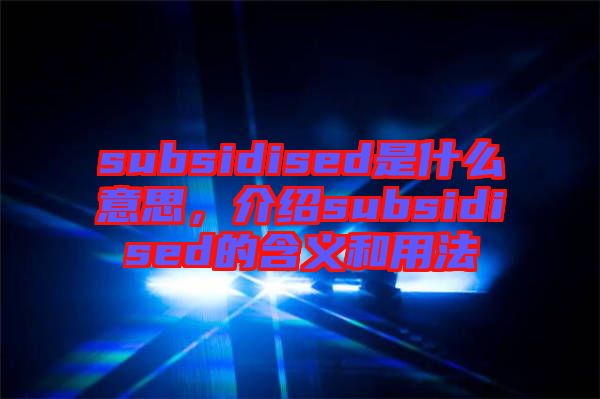 subsidised是什么意思，介紹subsidised的含義和用法