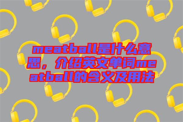 meatball是什么意思，介紹英文單詞meatball的含義及用法