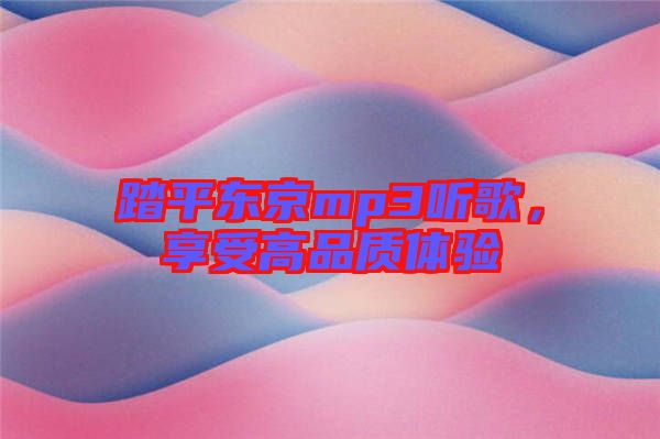 踏平東京mp3聽歌，享受高品質(zhì)體驗(yàn)