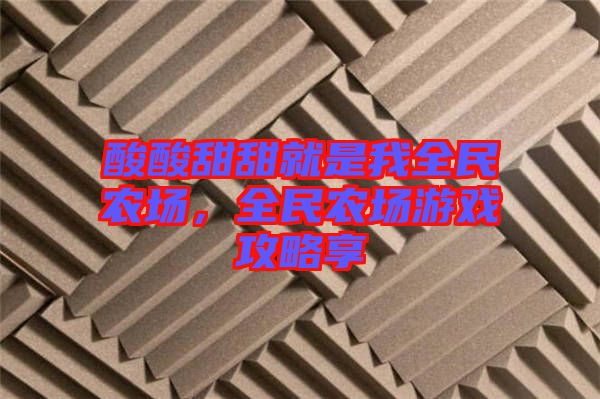 酸酸甜甜就是我全民農(nóng)場，全民農(nóng)場游戲攻略享