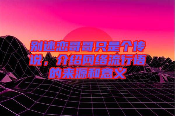 別迷戀哥哥只是個傳說，介紹網絡流行語的來源和意義