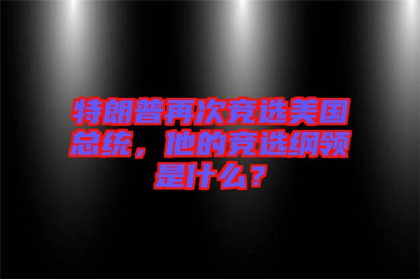 特朗普再次競選美國總統(tǒng)，他的競選綱領(lǐng)是什么？