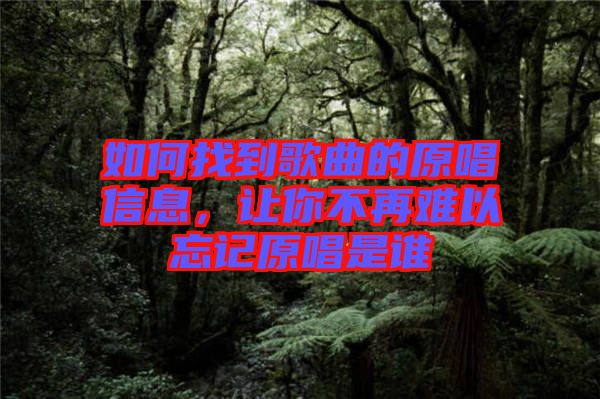 如何找到歌曲的原唱信息，讓你不再難以忘記原唱是誰