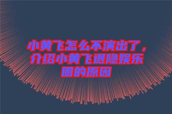 小黃飛怎么不演出了，介紹小黃飛退隱娛樂(lè)圈的原因