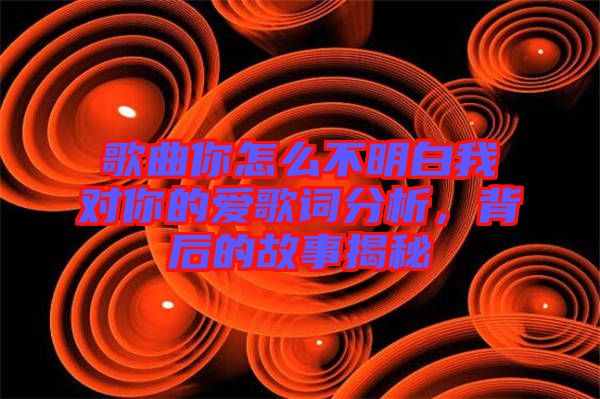 歌曲你怎么不明白我對(duì)你的愛(ài)歌詞分析，背后的故事揭秘