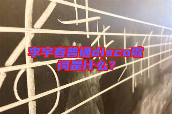 李宇春普通disco歌詞是什么？