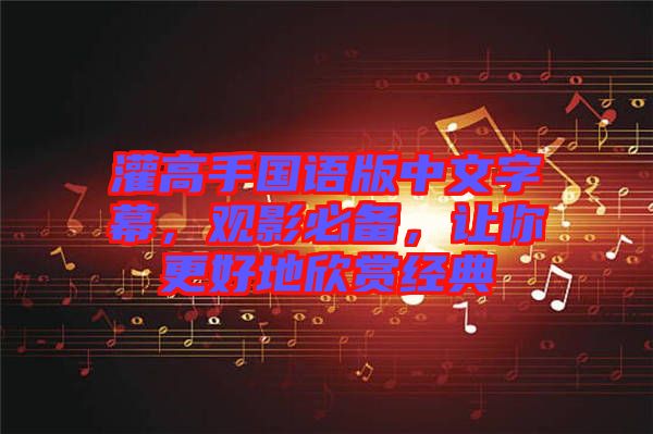 灌高手國語版中文字幕，觀影必備，讓你更好地欣賞經典