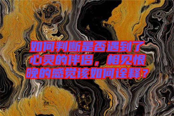 如何判斷是否遇到了心靈的伴侶，相見恨晚的感覺該如何詮釋？