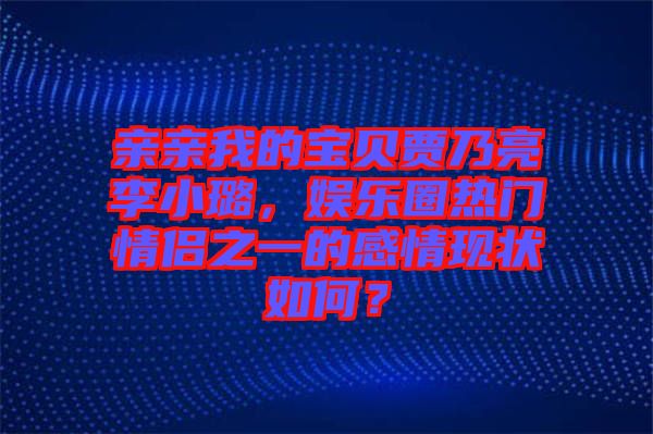 親親我的寶貝賈乃亮李小璐，娛樂圈熱門情侶之一的感情現(xiàn)狀如何？