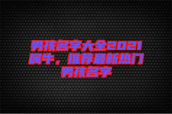 男孩名字大全2021屬牛，推薦最新熱門男孩名字