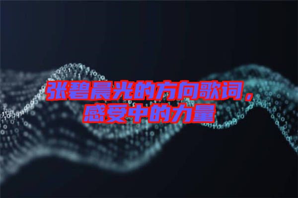 張碧晨光的方向歌詞，感受中的力量