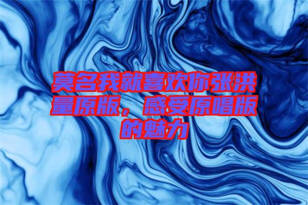 莫名我就喜歡你張洪量原版，感受原唱版的魅力